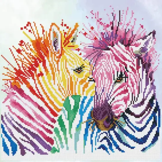 Diamond Dotz&reg; Intermediate Rainbow Zebras Diamond Painting Kit {1}