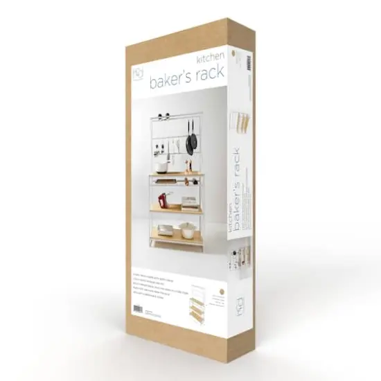 Honey Can Do White and Oak Kitchen Baker&rsquo;s Rack {1}