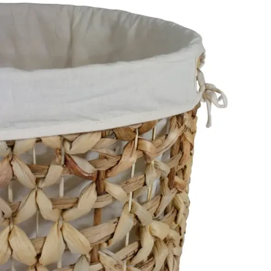 16'' Natural Woven Laundry Hamper Basket with Cotton Liner and Lid {5}