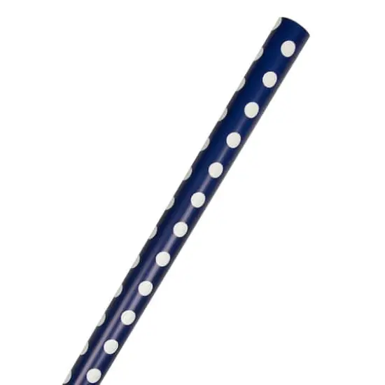 JAM Paper Polka Dot Gift Wrap Navy Blue and White {4}