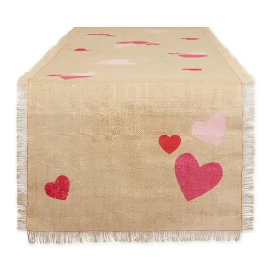 DII&reg; 74" Hearts Printed Jute Table Runner {1}