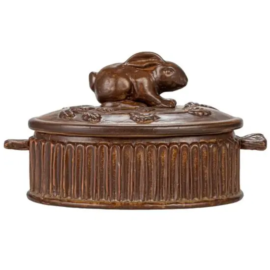 Hello Honey&reg; Matte Brown Stoneware Baker with Rabbit Design {10}