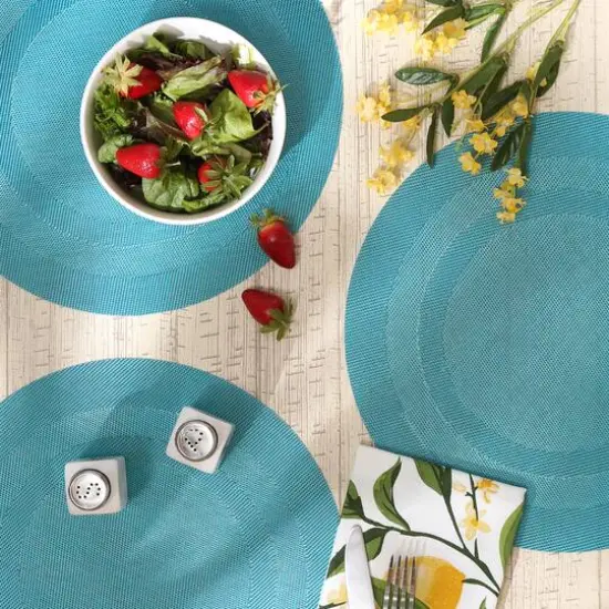 DII&reg; Round Double Frame Placemats, 6ct. Teal {6}