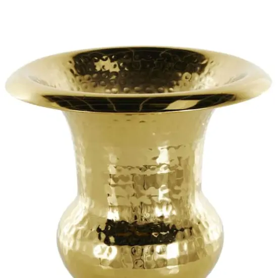 13" Gold Aluminum Hammered Goblet Vase {5}