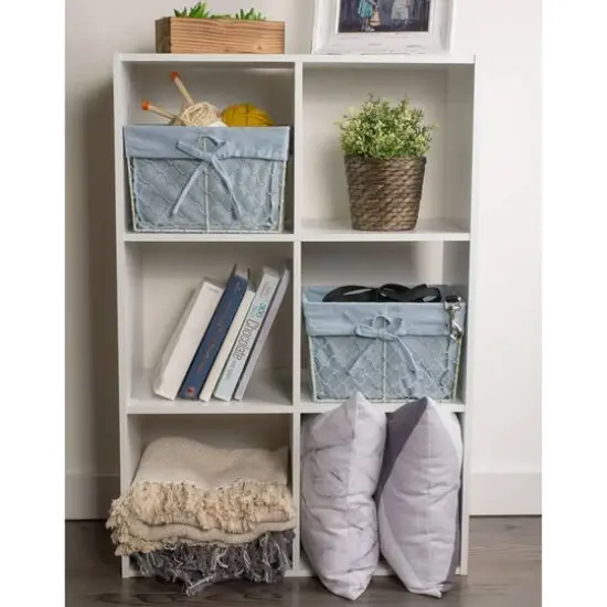 DII&reg; Medium Antique White Chicken Wire Basket with Washed Denim Liner, 2ct. {6}