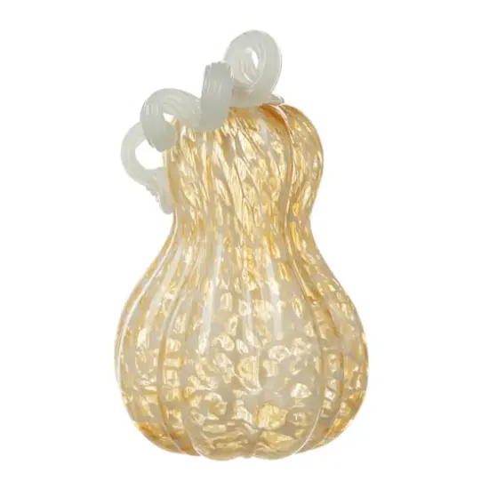 Glitzhome&reg; 8.5" Fall Amber Dots Glass Gourd {5}