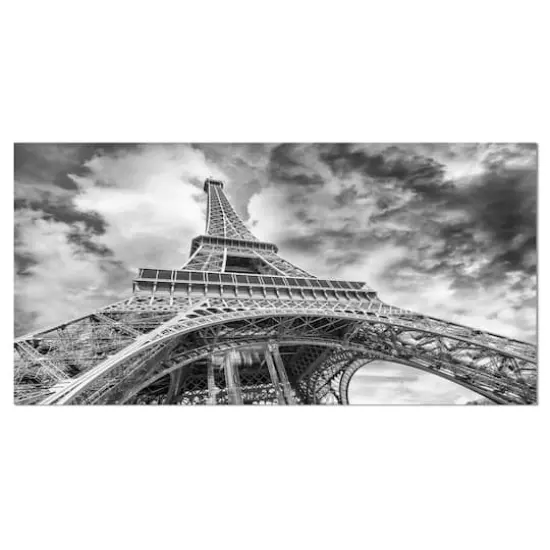 Designart - Black and White View of Paris Paris Eiffel Tower - Cityscape Canvas Print {1}