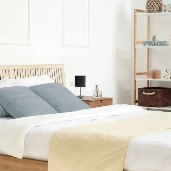 Creekwood Home Nauru 12" Brushed Nickel Petite Metal Stick Table Lamp Black {7}