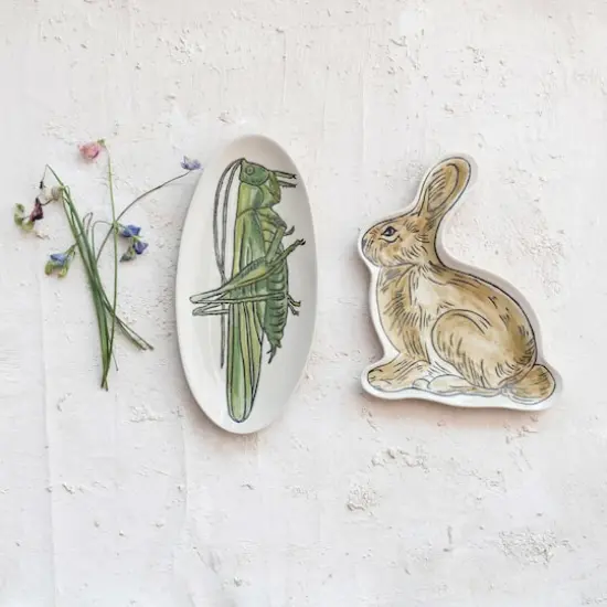 Hello Honey&reg; 9.5" Brown Hand-Painted Stoneware Rabbit Plate {3}