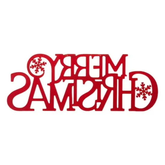Glitzhome&reg; 24" Red Merry Christmas Metal Wall D&eacute;cor {9}