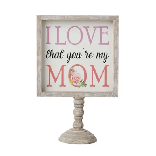 Glitzhome&reg; 11.5" Wood Mother's Day Table D&eacute;cor {1}