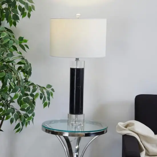 Black Marble Slender Stand Table Lamp with Drum Shade 15" x 15" x 29" {9}