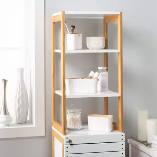 Organize It All Rendition 68" White 6-Shelf Bamboo High Cabinet {7}