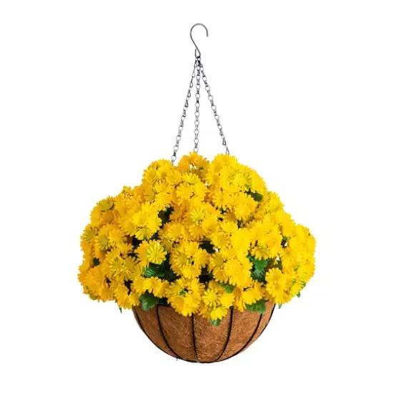 24in. UV Resistant Artificial Chrysanthemum Hanging Basket (Indoor/Outdoor) {1}