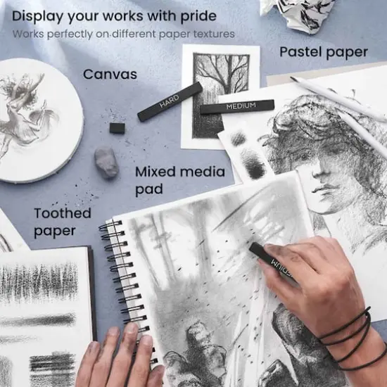 Arteza&reg; Medium & Hard Grade Compressed Charcoal Set {5}