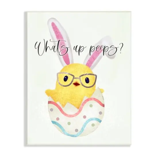 Stupell Industries What's Up Peeps Funny Easter Phrase Hatched Chick Wall Plaque Art {1}