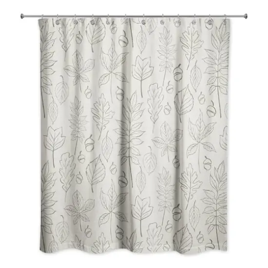 White Fall Leaves Shower Curtain {1}