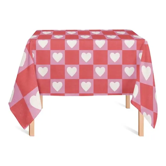 Heart Checkered Board Pattern 58" x 58" Tablecloth {3}
