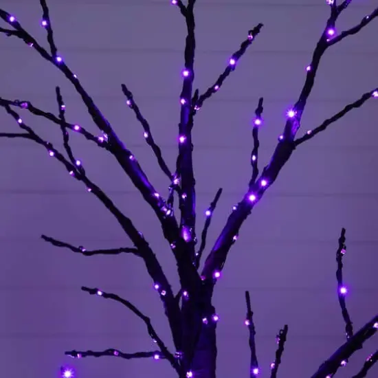6ft. Pre-Lit Artificial Halloween Twig Tree with 480 Orange & Purple LED Lights {5}