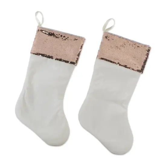 DII&reg; Cream Sequin Velvet Holiday Stocking Set {3}