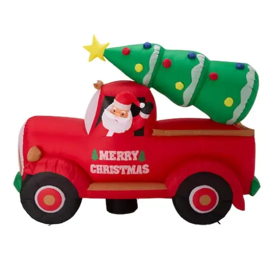 Glitzhome&reg; 7ft. Inflatable Santa Claus On Truck {6}