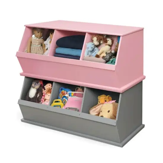 Badger Basket 3 Bin Stackable Storage Cubby Pink {11}