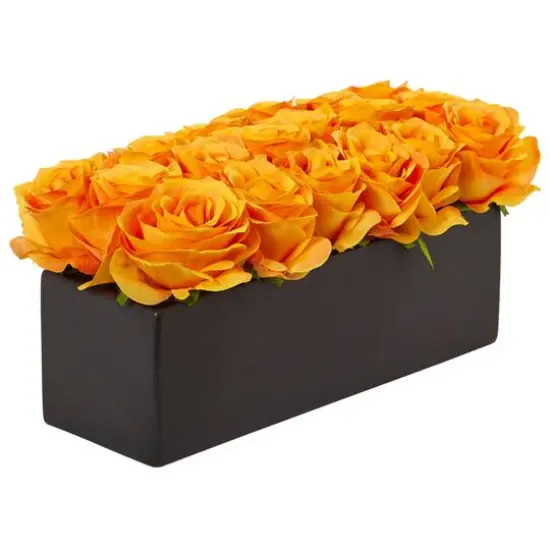 6'' Orange Roses in Black Planter {3}