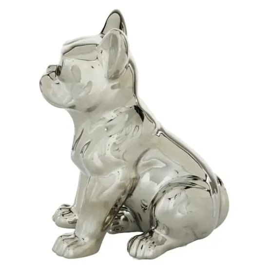 CosmoLiving by Cosmopolitan Silver Ceramic Glam Sculpture, Dog 12" x 6" x 10" {4}