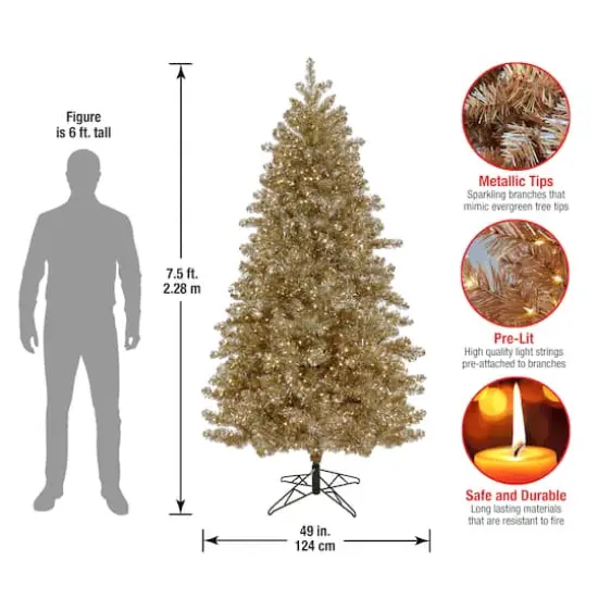7.5ft. Pre-Lit Platinum Metallic Artificial Christmas Tree, Clear LED Infinity Lights® {6}