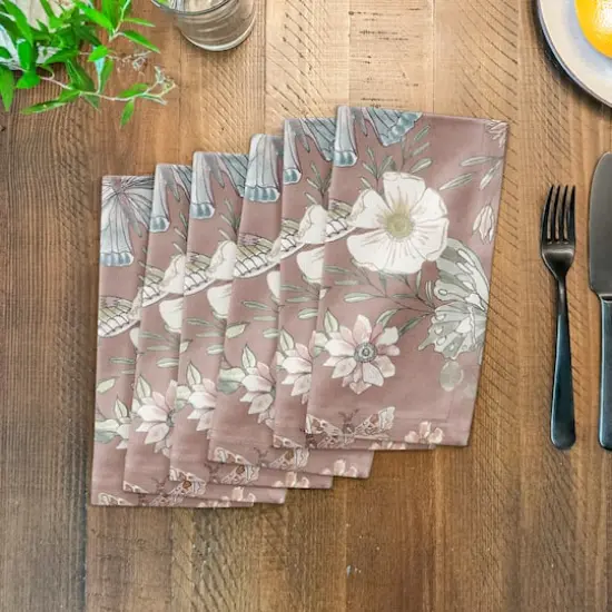 Butterflies Cotton Twill Napkin Mauve {4}