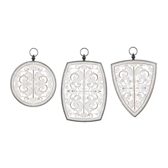 White Wood Farmhouse Geometric Wall D&eacute;cor Set {1}