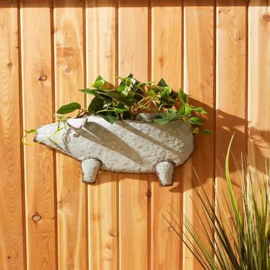 DII&reg; 16.75" Pig Galvanized Wall Planter {7}