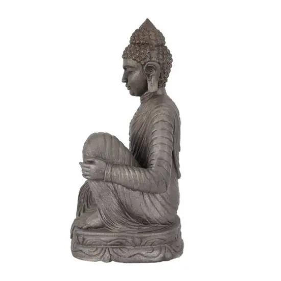 Dark Brown Traditional Buddha Garden Sculpture, 19" x 15" x 36" {3}
