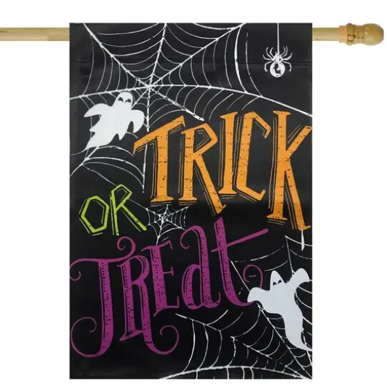 28" x 40" Spider Webs & Ghosts Trick or Treat Outdoor Garden Flag {1}