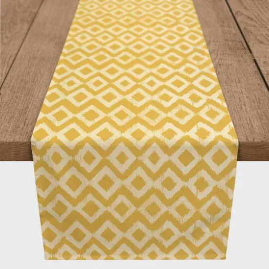 Distressed Diamonds Indoor/Outdoor Table Runner Yellow {3}