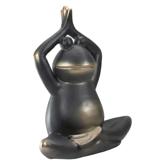 11.5" Yoga Frog In Prayer Position Outdoor Garden Statue {4}