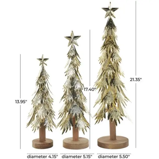 Gold Metal Layered Branch Christmas Tree Set  {7}