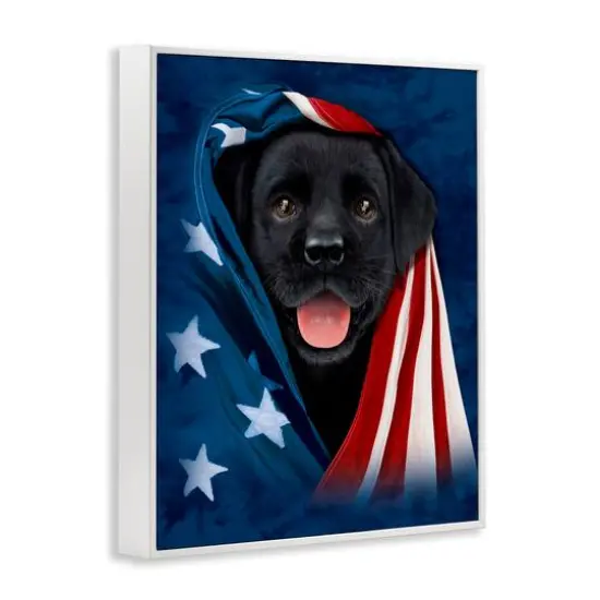 Stupell Industries Labrador & American Flag Framed Giclee Art White {4}