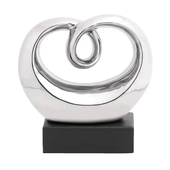 10" Silver Ceramic Modern Abstract Sculpture {1}