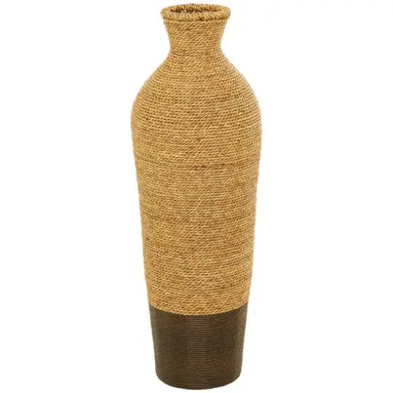 Brown Seagrass Handmade Tall Woven Floor Vase {1}