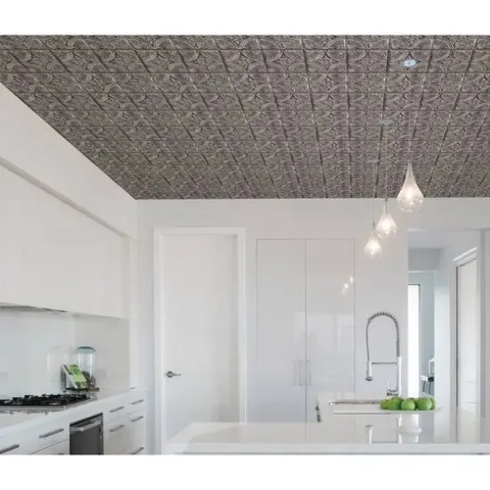 InHome Camden Antique Silver Faux Tin Peel & Stick Backsplash Tiles {4}