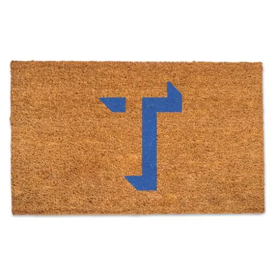 Blue Shadow Monogram Natural Coir Doormat T {1}
