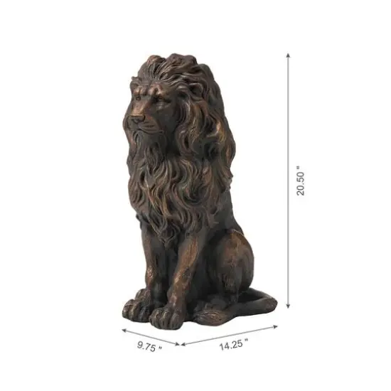Glitzhome&reg; 21" Guardian Sitting Lion Statue {9}