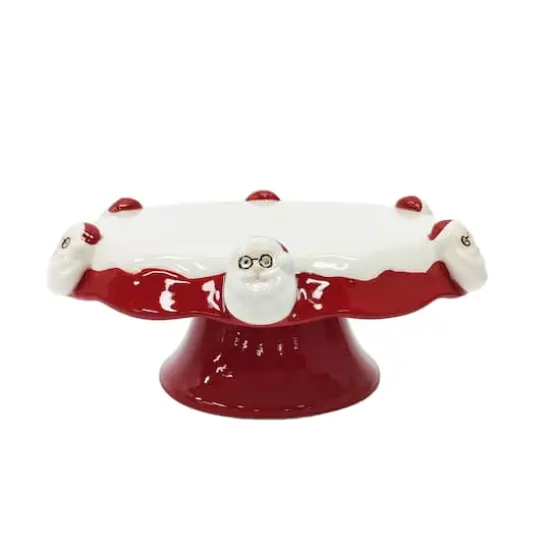 7.75" Santa with Glasses Ceramic Cake Stand by Ashland® {1}