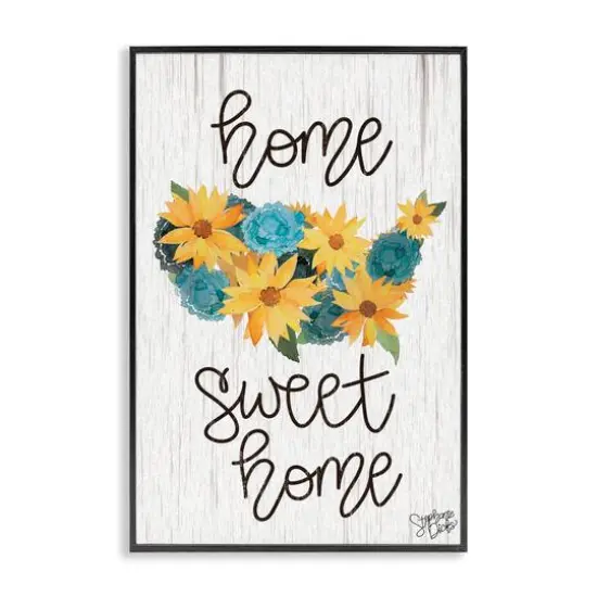 Stupell Industries Floral Americana Phrase Framed Giclee Art Black {1}