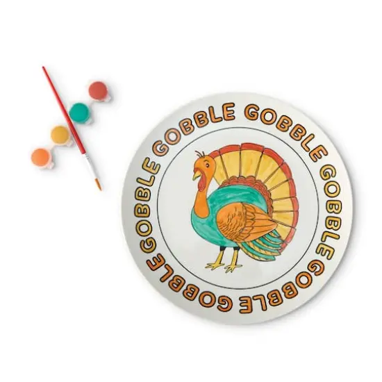 Gobble Turkey Paint Your Own Ceramic Plate Craft Kit by Creatology&trade; {1}