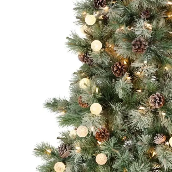 6.5ft. Pre-Lit Artificial Bottle Brush Christmas Tree, Warm White LED Lights {5}