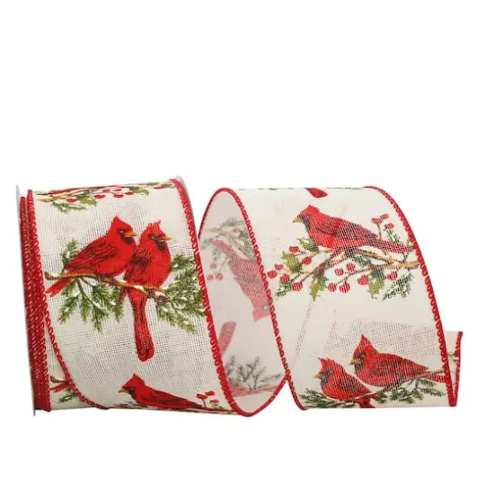 JAM Paper 2.5" x 10yd. Wired Cardinal Perch Hopsack Ribbon {1}