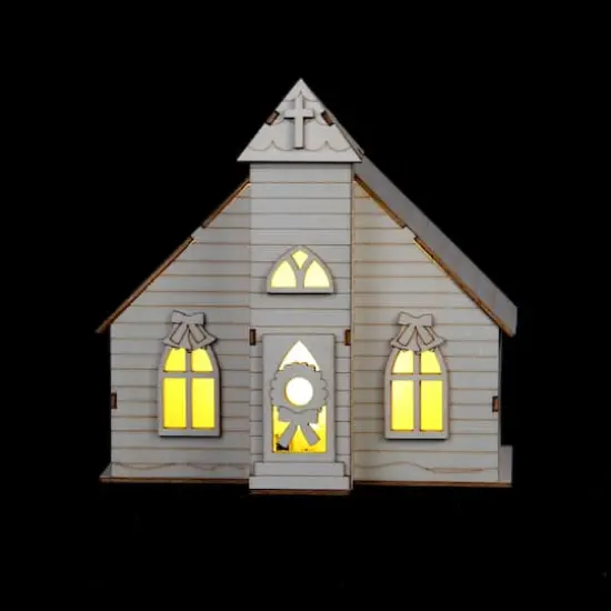 6.5" Unfinished Village Church DIY LED Wood D&eacute;cor by Make Market&reg; {3}