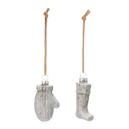 Glass Mitten & Stocking Ornament Set {4}
